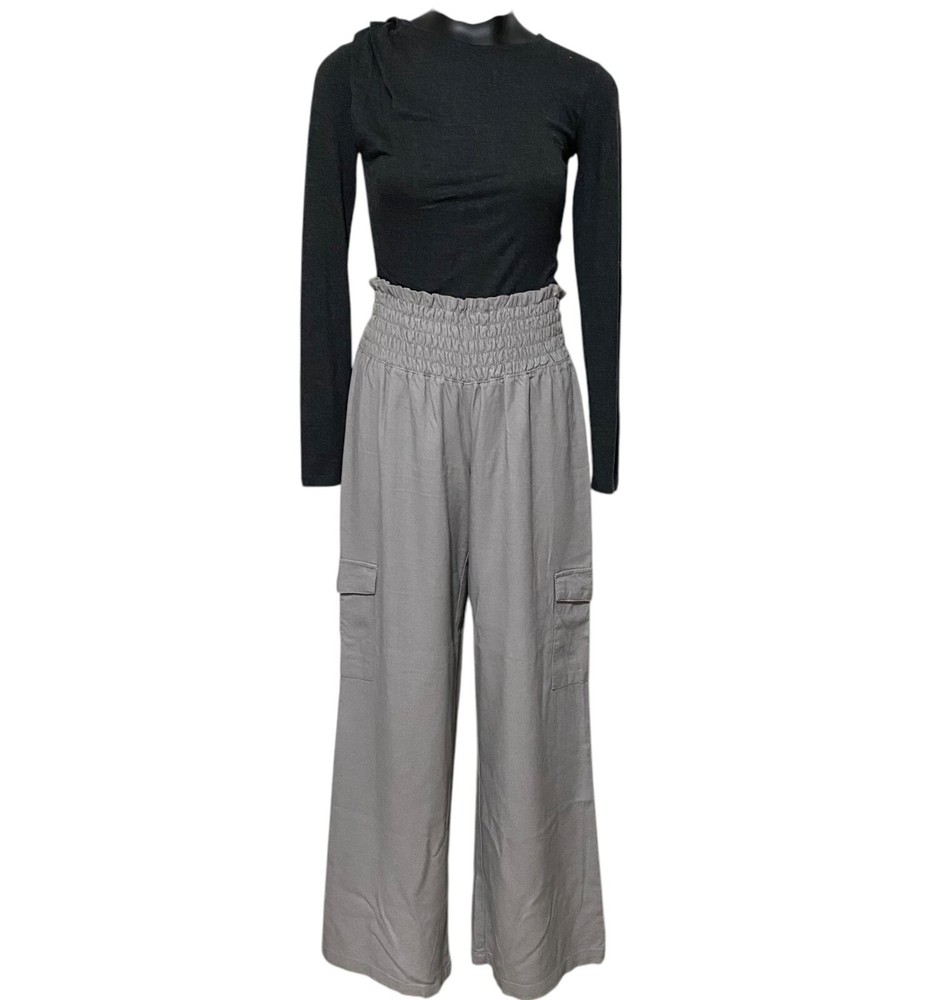 NEW Rewash Gray Wideleg Linen Blend Pant Size Medium