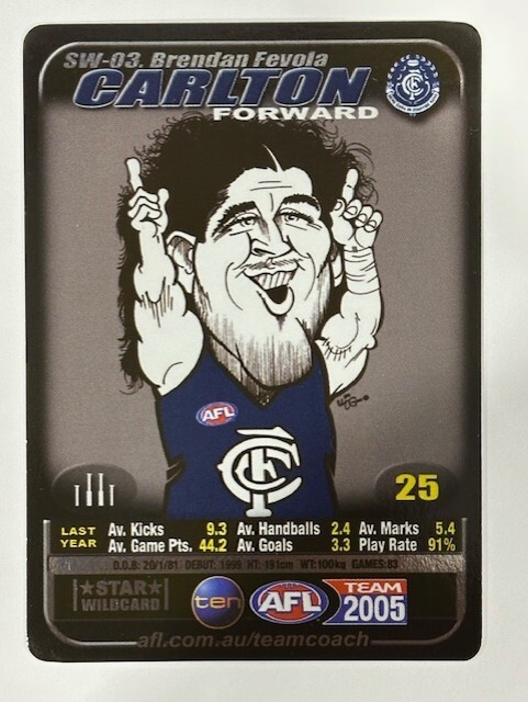 2005 AFL Teamcoach Star Wildcard SW-03 Brendan Fevola Carlton
