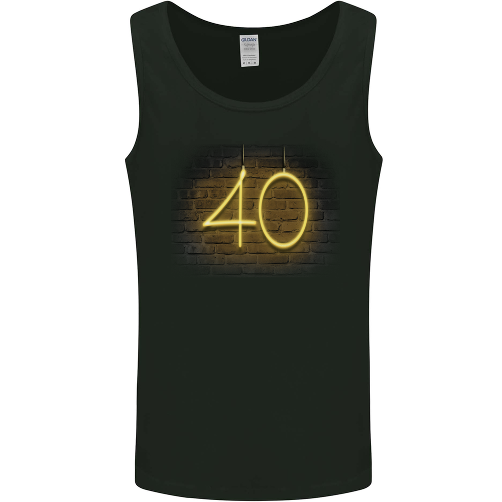 40th Birthday Neon Lights 40 Year Old Mens Vest Tank Top