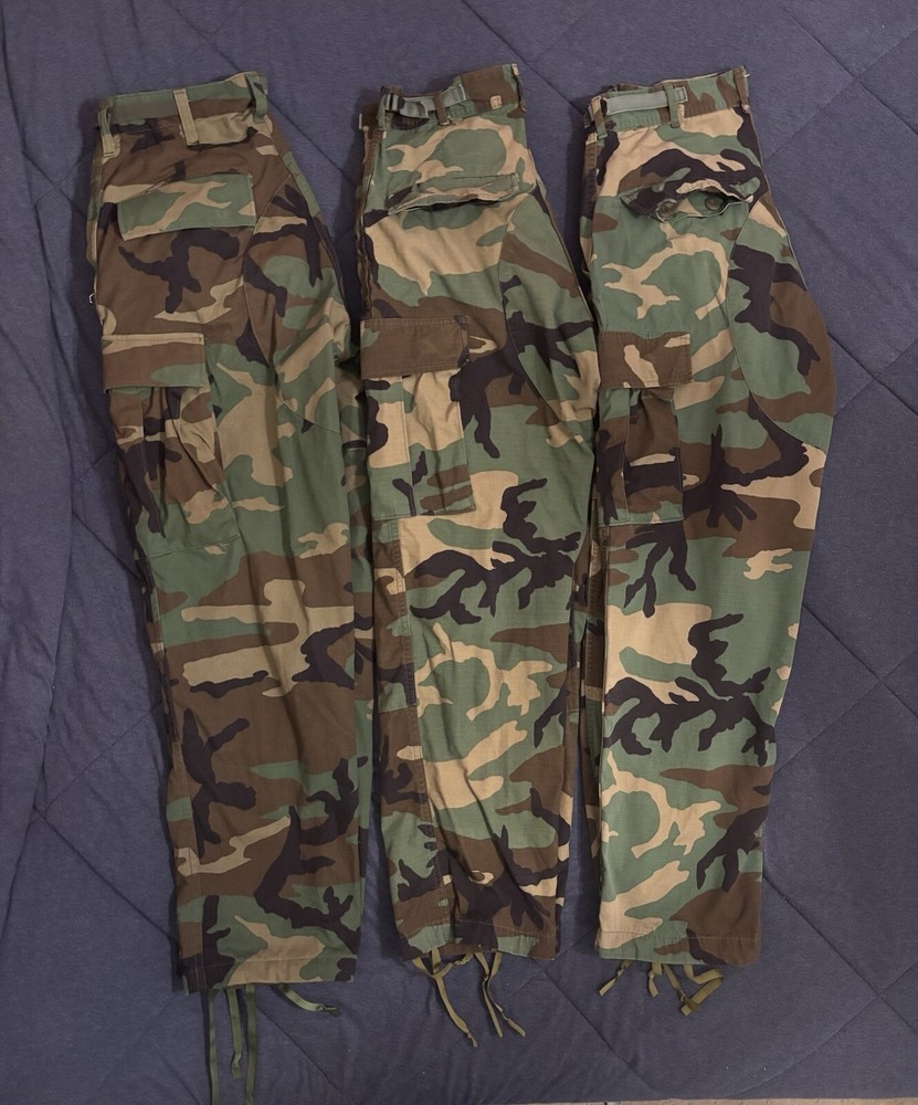 Lot Of Three Authentic Military Green Camo Cargo Pants Men’s Size 27x27