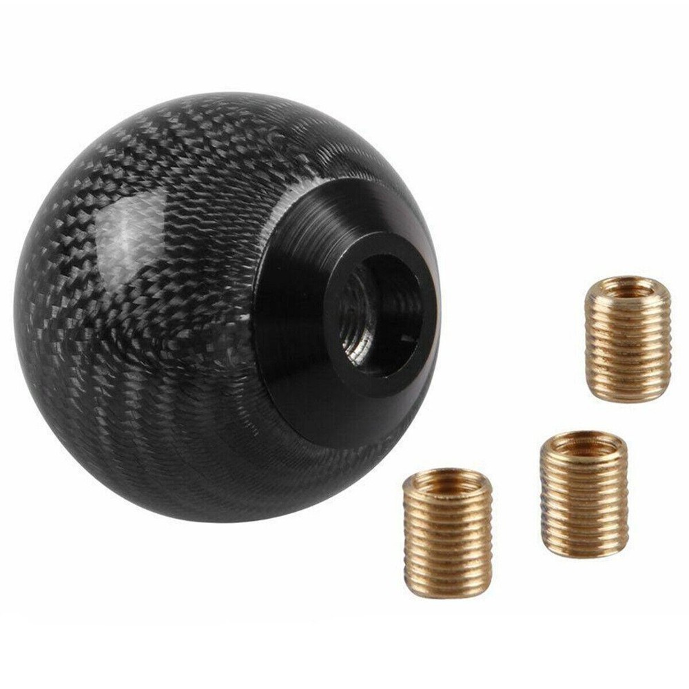 Carbon Fiber Round Head Car Gear Shift Knob with Aluminum Adapter