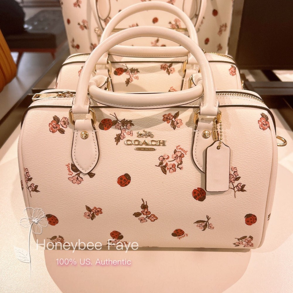 Presale NWT Coach Rowan Satchel With Ladybug Floral Print (Super fast Shipping )-image