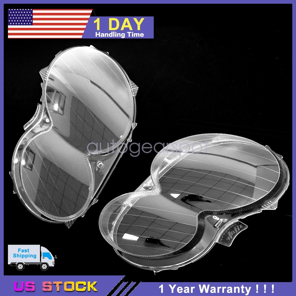 Pair For Mercedes Benz CLK C209 W209 2004-2009 Headlight Lens Cover Replacement