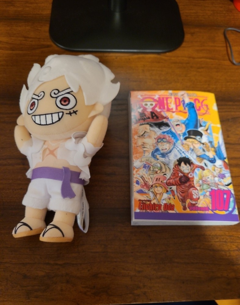 One Piece Vol. 107 and Monkey D. Luffy Gear 5 Plush Lot