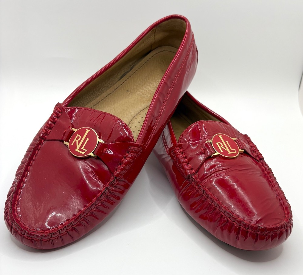 Lauren Ralph Lauren Carley Woman’s Red Leather Driving Slip On Loafers Size 6B