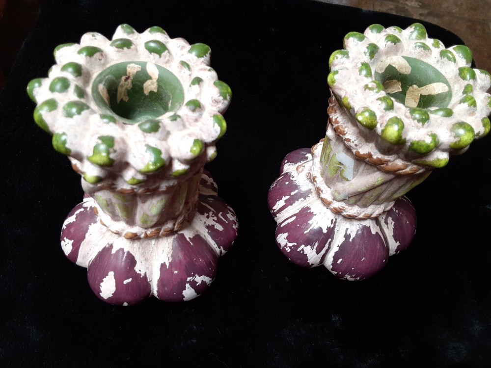 Vintage Ceramic Onion Candle Holders Kitchen Decor Retro Farmhouse Style