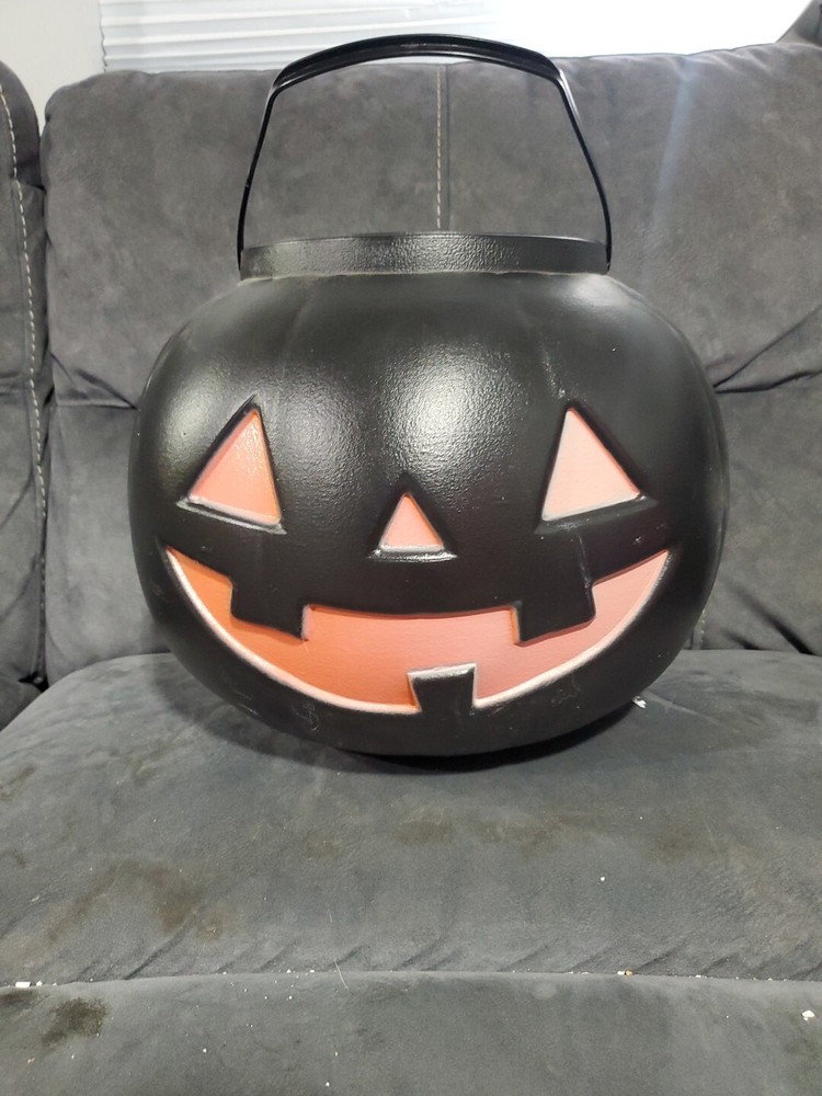 Jumbo 16x13 Black Halloween Pumpkin Candy Pail Bucket Foam Blow Mold  