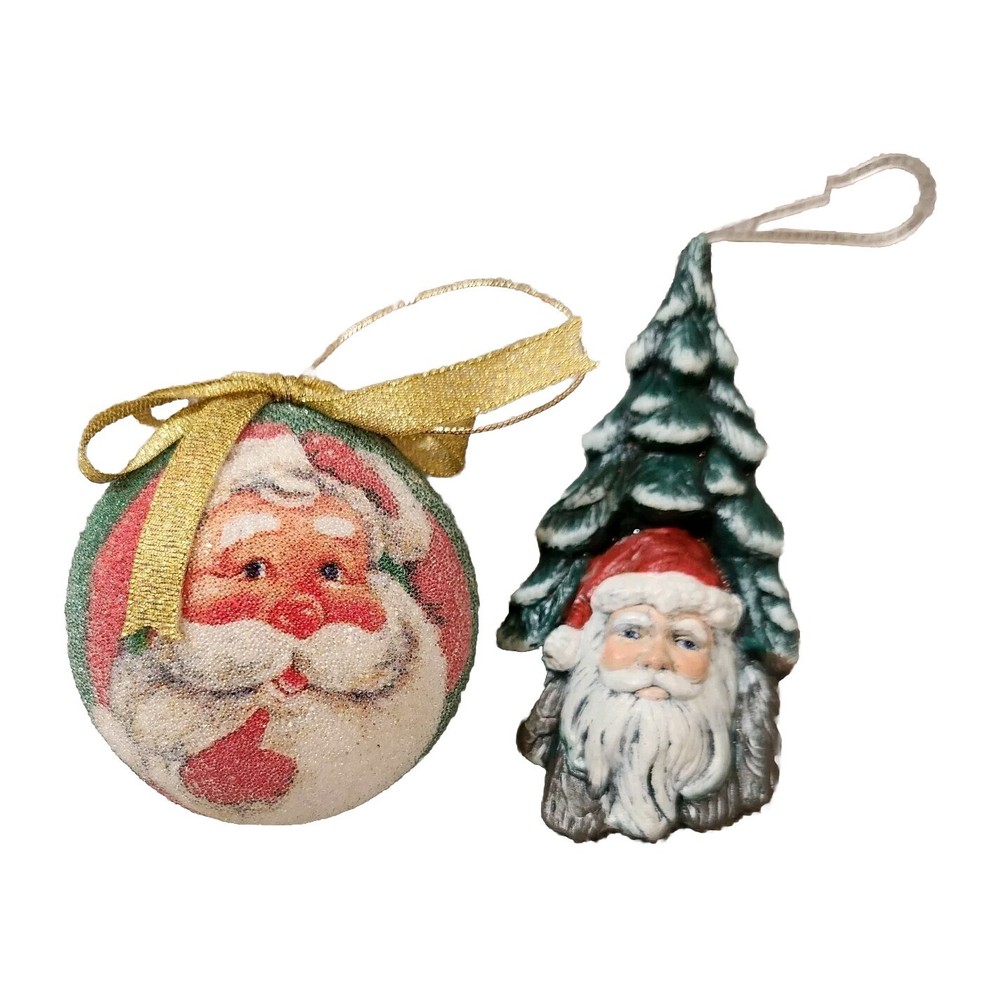 Santa Claus Christmas Tree Ornament Hand Painted Ceramic Ball Decoration