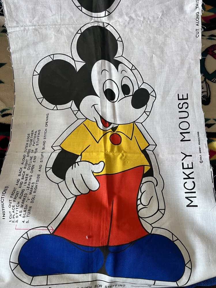 VTG Micky Mouse Cut & Sew Fabric Panel Ameritex 19
