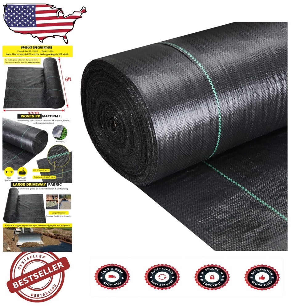 Versatile 6x300 ft Heavy-Duty Landscape Fabric for Weed Control and Projects
