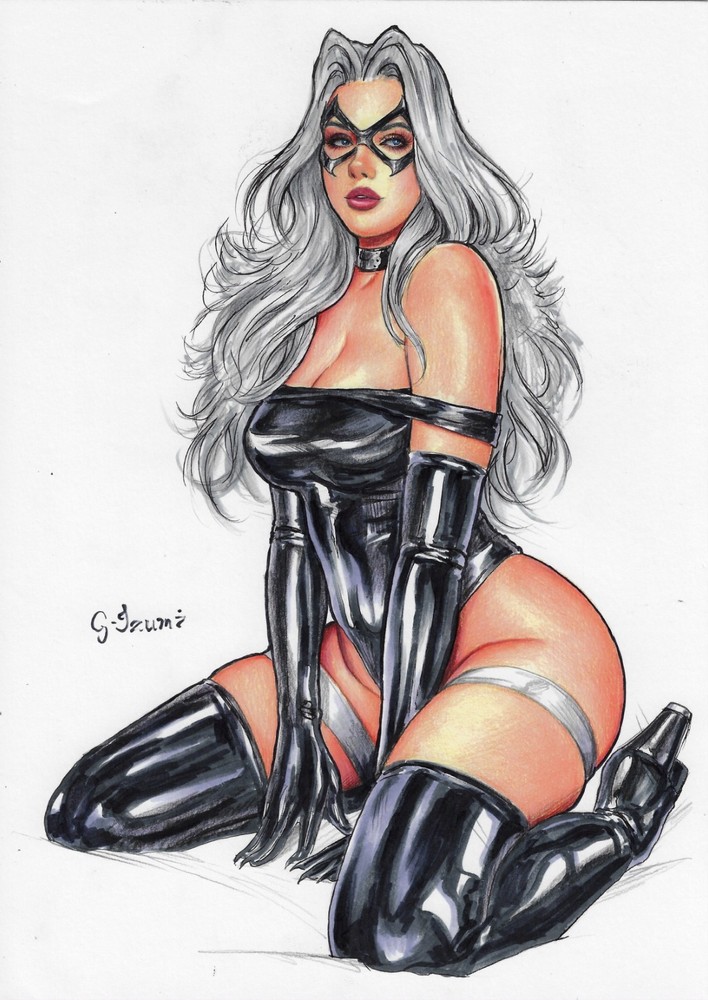 Black Cat 9x12 original comic art by Gustavo Izumi - TramaStudio