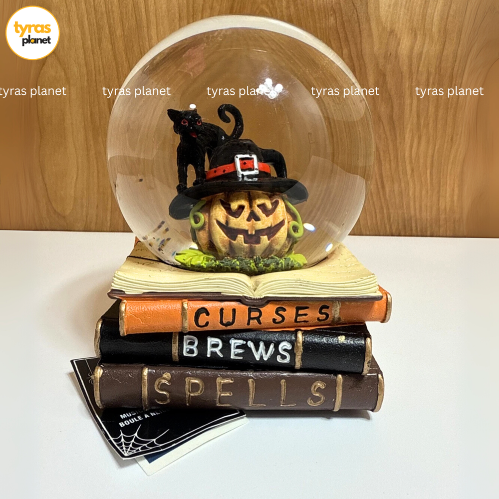 Martha Stewart Musical Globe Halloween Jackolantern Witch Hat Black Cat Books