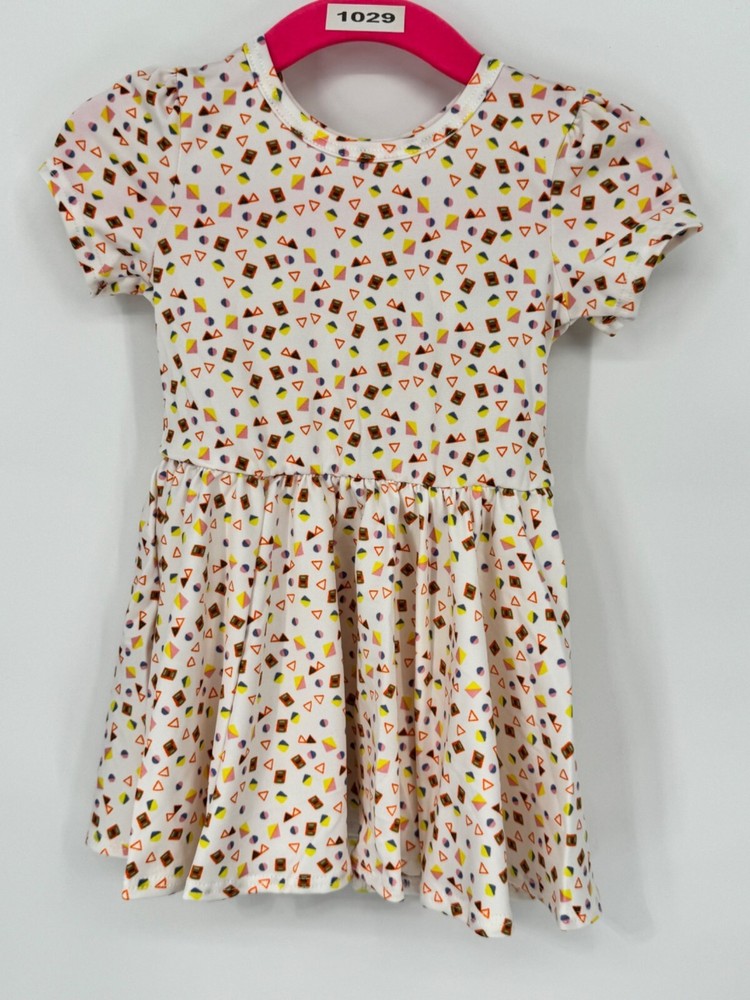 Dotdotsmile Girls Dress Size 6/12 Months White with Multi Color Shapes  NWT