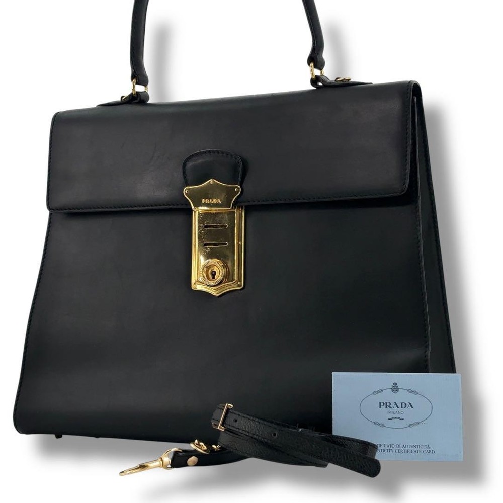 Prada Two-Way Shoulder Bag with Gold Metal Fittings Pre-Owned