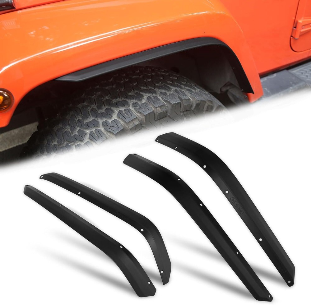 4Pcs/Set Front & Rear Flat Fender Flares For Jeep Wrangler JK 2007-2018 2&4 Door