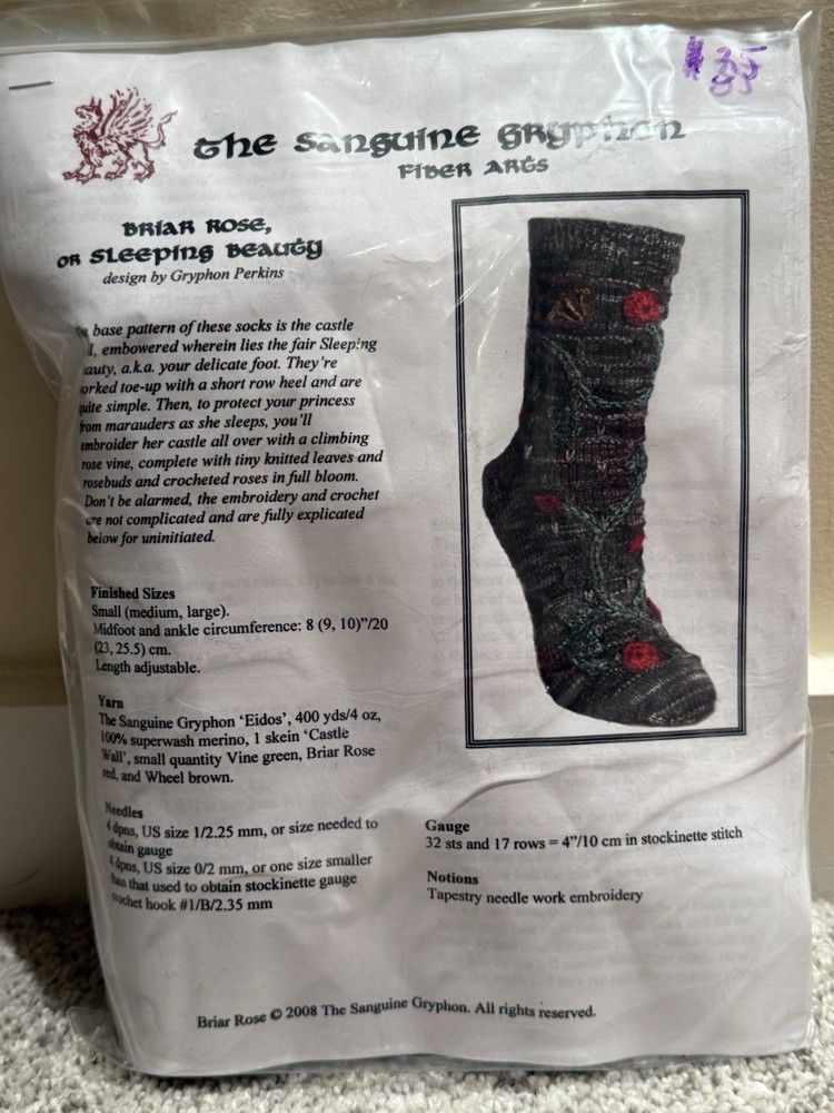 The Sanguine Gryphon Fiber Arts Sock Kit Includes Yarn & Directions 100% Merino