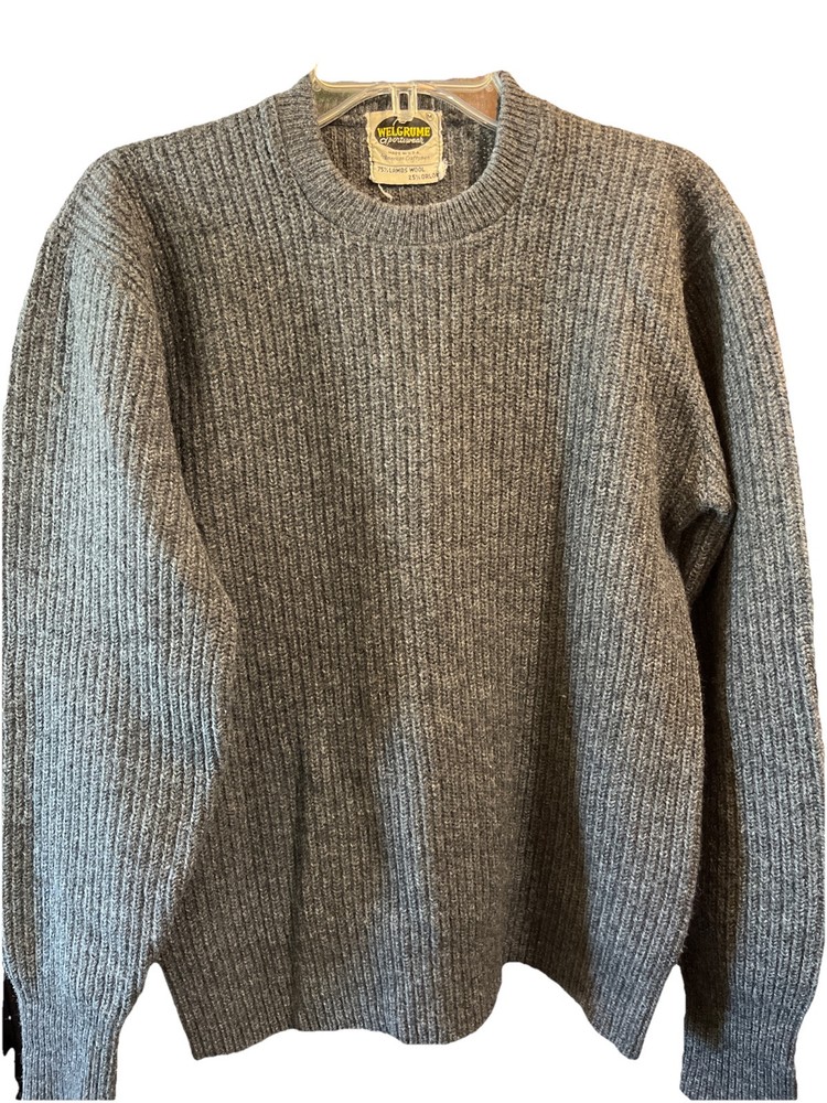 Welgrume Sportswear Women’s Medium Lambswool Orlon Vintage Sweater Gray Pullover