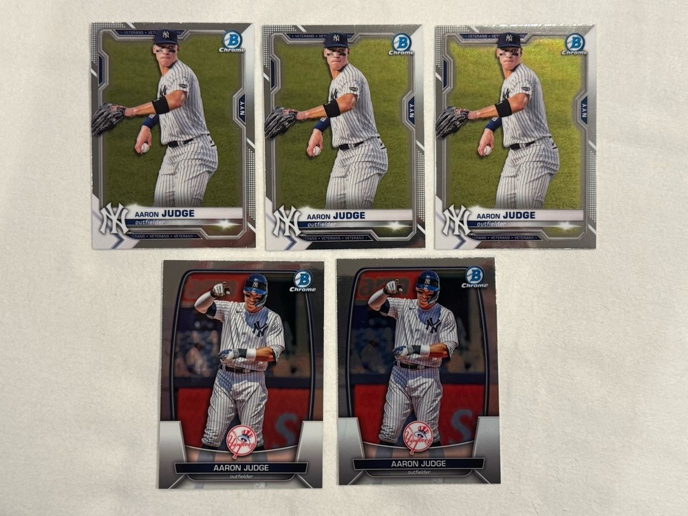 (5) 2021 & 2023 Bowman Chrome Aaron Judge 5-Card Base Lot New York Yankees