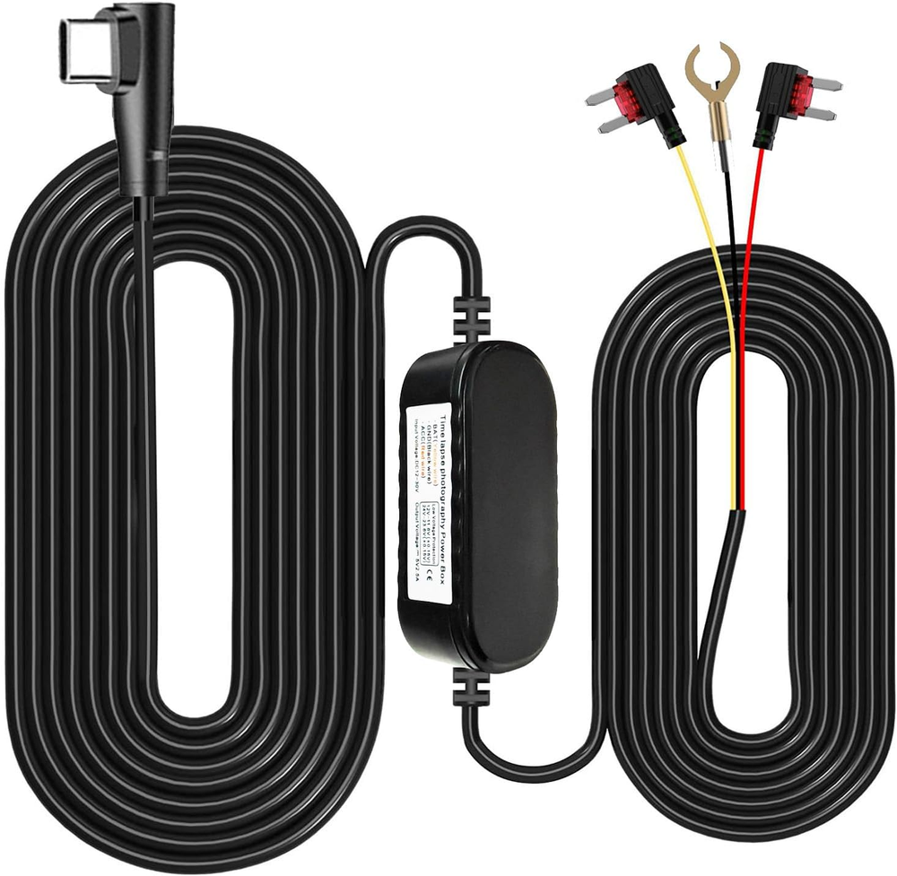 Type C USB Port Dash Cam Hardwire Kit for 24H Parking Monitor/Time-Lapse Recordi