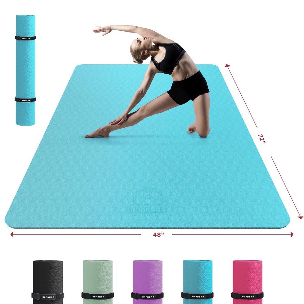 Extra Large Non-Slip Yoga Mat 72x48 or 78x54 Inches 6mm Thick Eco-Friendly Durable