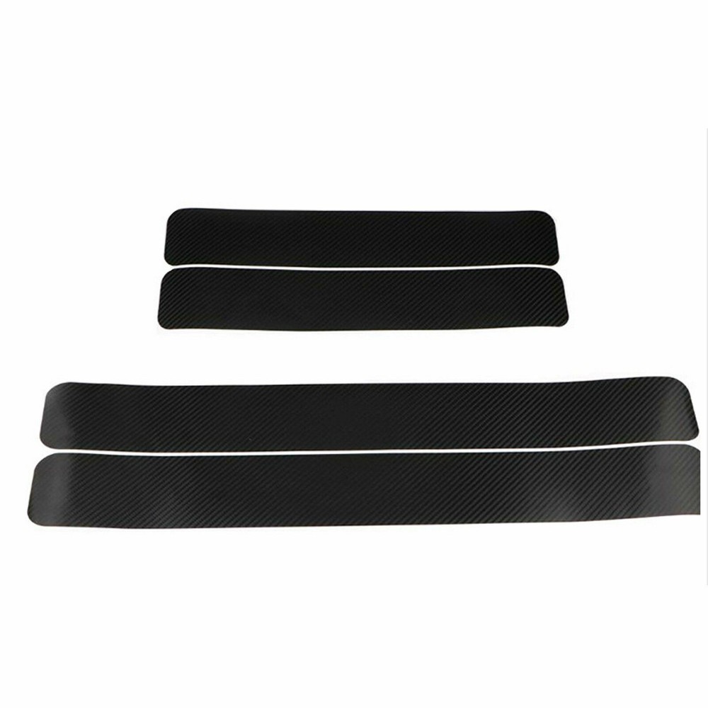 Car Accessories 3D Carbon Fiber Vinyl Wrap Door Sill Protector Trim Stickers 4X