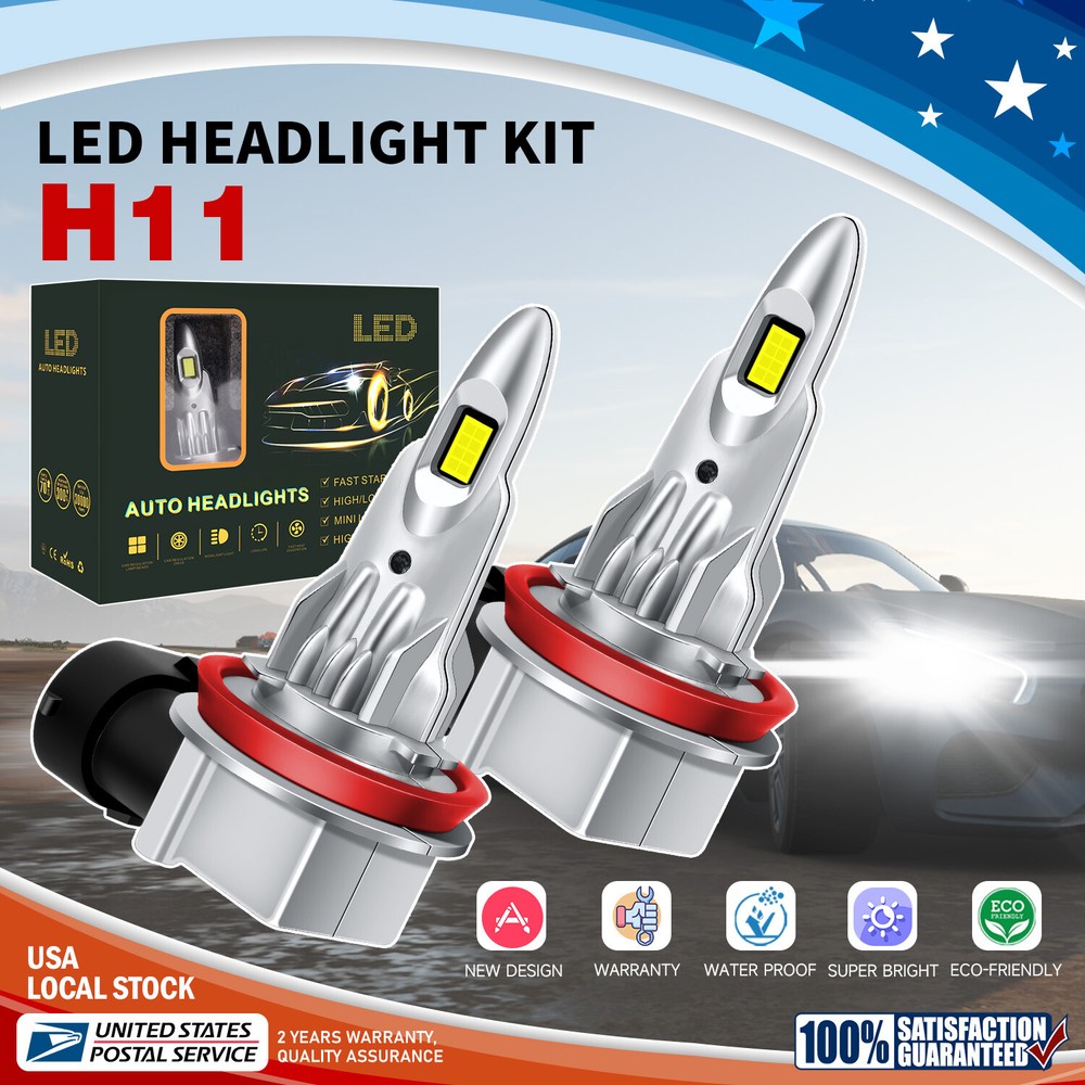 H11 LED Headlight Bulb Kit High Low Beam 6000K White 40000LM