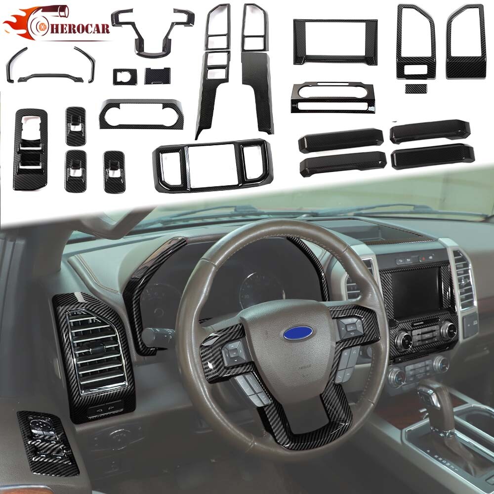 2015-20 Ford F150 25-Piece Carbon Fiber Dash Trim Kit