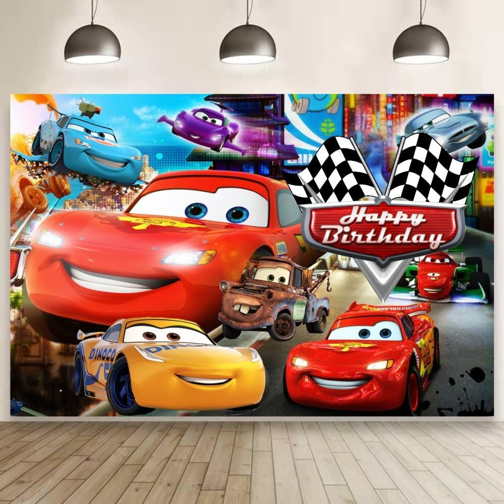 Wall Decor Backdrop for Cars Themed Birthday Decorations, Cars Themed Banner for