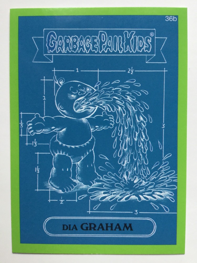 2015 Topps Garbage Pail Kids Sticker 36b Dia Graham Green Border