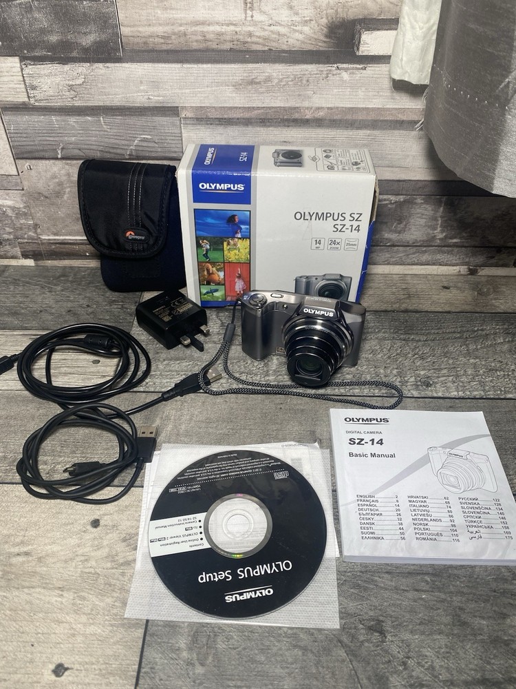 Olympus SZ-14 14MP Digital Camera Silver with Charger and Accessories
