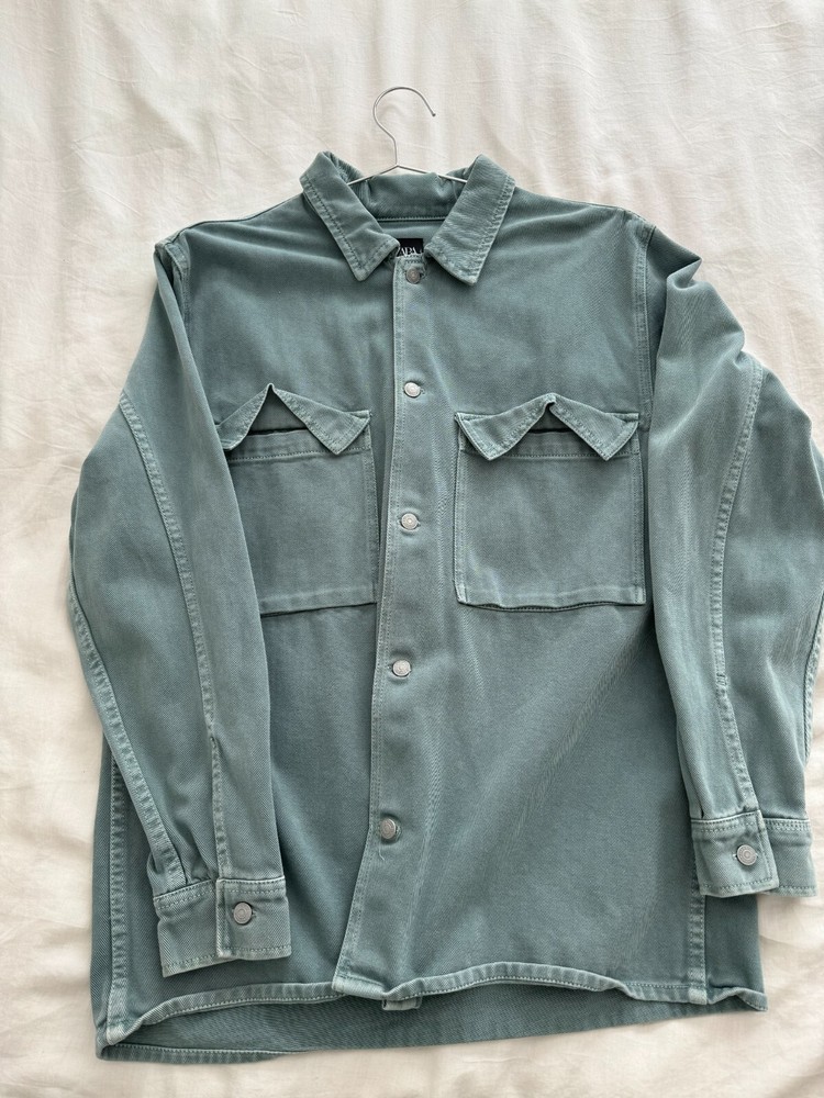 ZARA Denim Jacket / Overshirt with Pockets Green