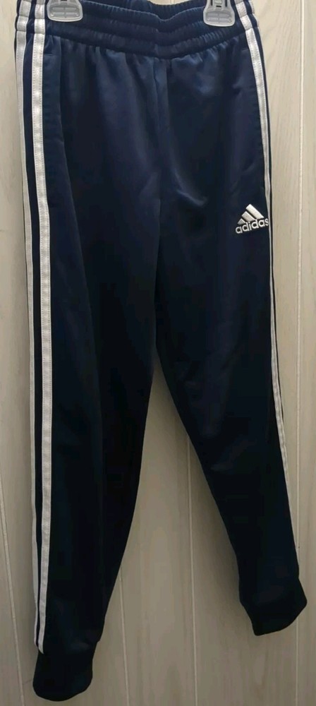 Adidas Athletic Track Pants Youth Size Small 8 Blue White Stripes Pockets