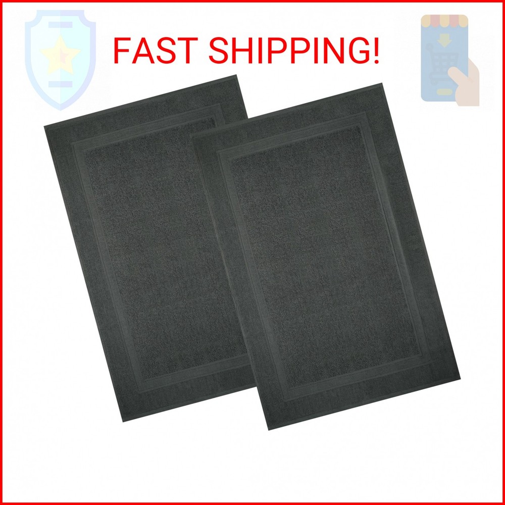 Infinitee Xclusives Premium 34x22 Inch Grey Cotton Bath Mats - Pack of 2