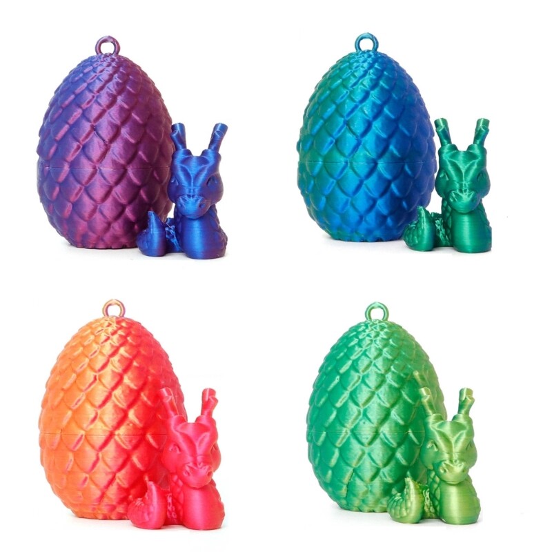 Vibrant 3D Printed Dragon in Eggs Pendant Unique Animal Fidget Toy Desk Ornament