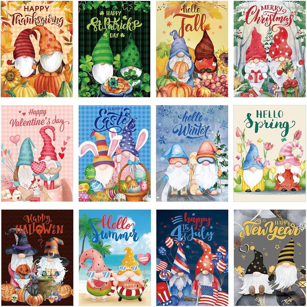 Family-Friendly 12 Piece Diamond Painting Kits - Gnomes for Every Celebration