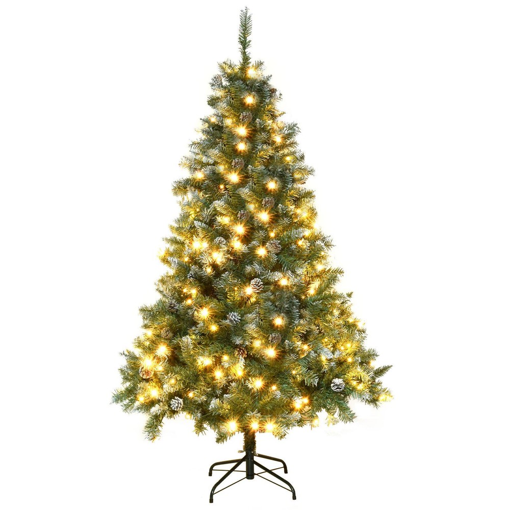 Christmas Tree Artificial 6ft Deluxe With Lights Snow Flocked Christmas Tree