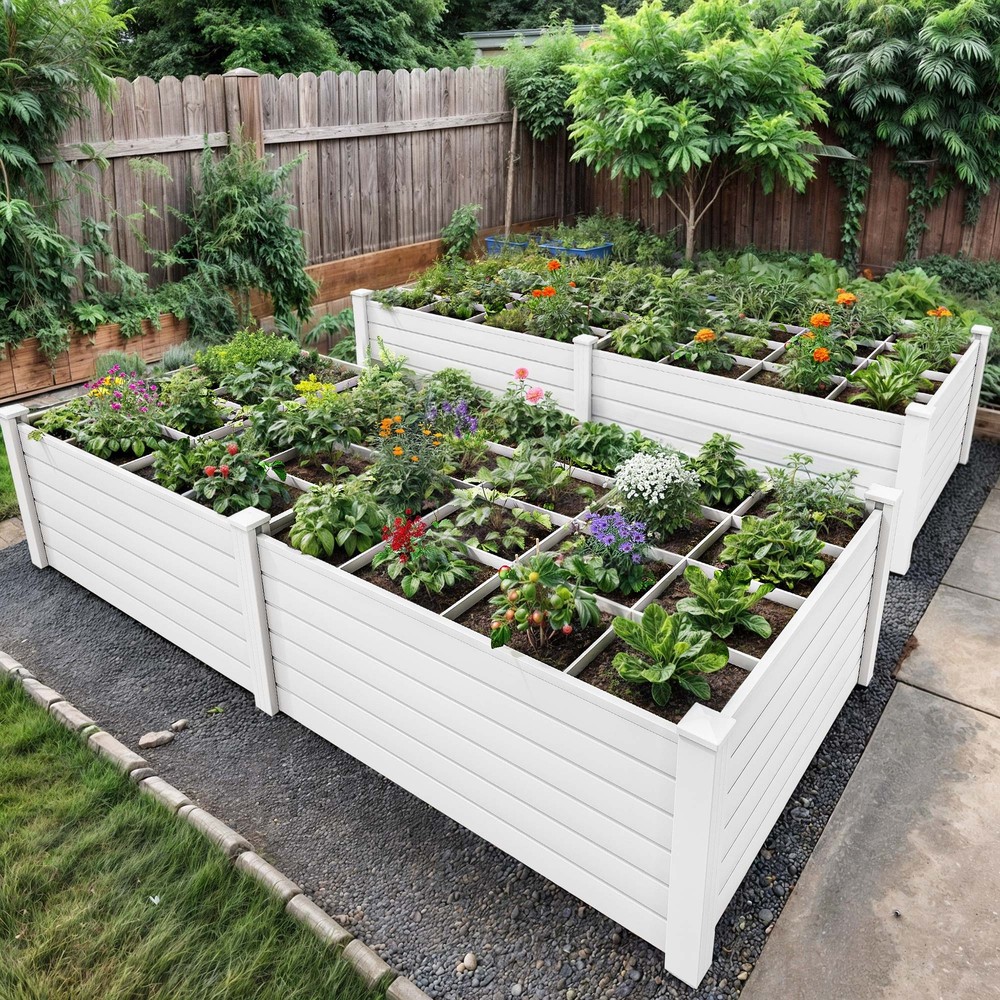 4x4x2ft White Raised Garden Bed Outdoor Customizable Use for Pet Whelping Box