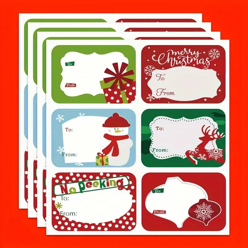 30-Piece Christmas Gift Tag Sticker Set, 6 Unique Large Foil Designs, Labels