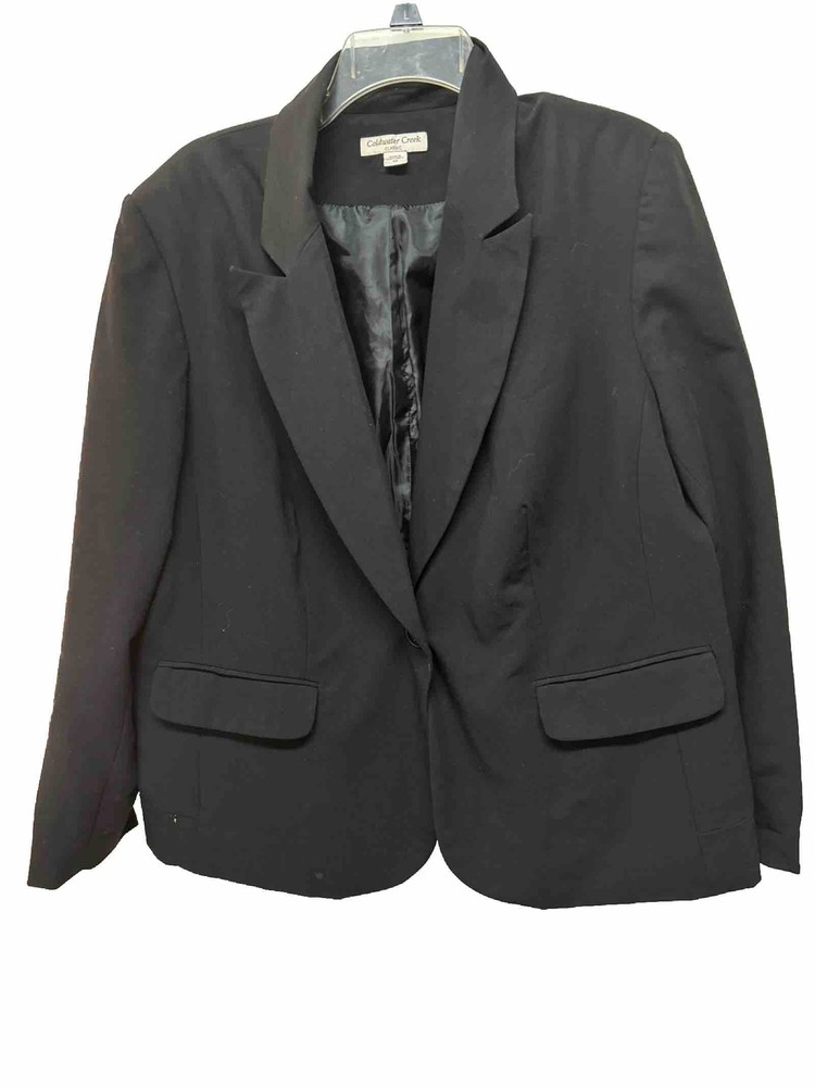 Coldwater Creek Jacket  Blazer Womens 20 Black (1) Button Lined Y2K Office Boss