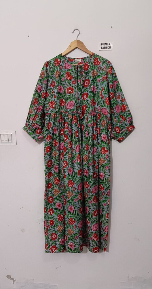 Hand Block Printed Dress, Block Print Dress, Indian Tunics,Cotton Printed Dress,