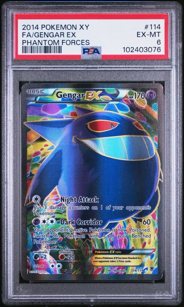 Pokemon XY Gengar EX 114/119 Full Art PSA 6 Phantom Forces Rare UK Seller