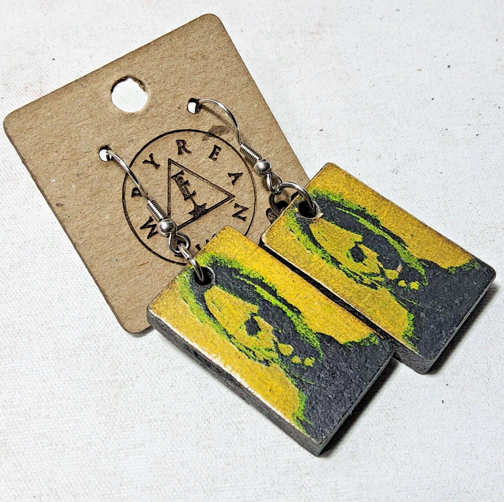 Laser engraved cut michael myers hallowen custom art earrings horror fashion