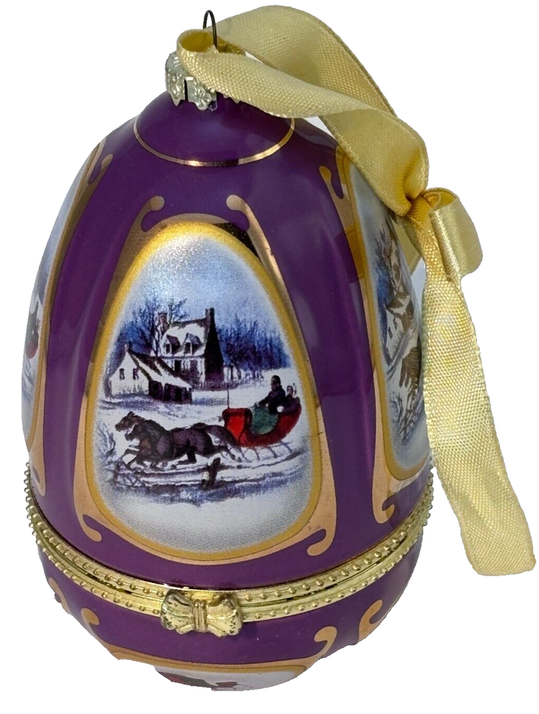 Mr Christmas Purple Porcelain Musical Ornament and Music Trinket Box