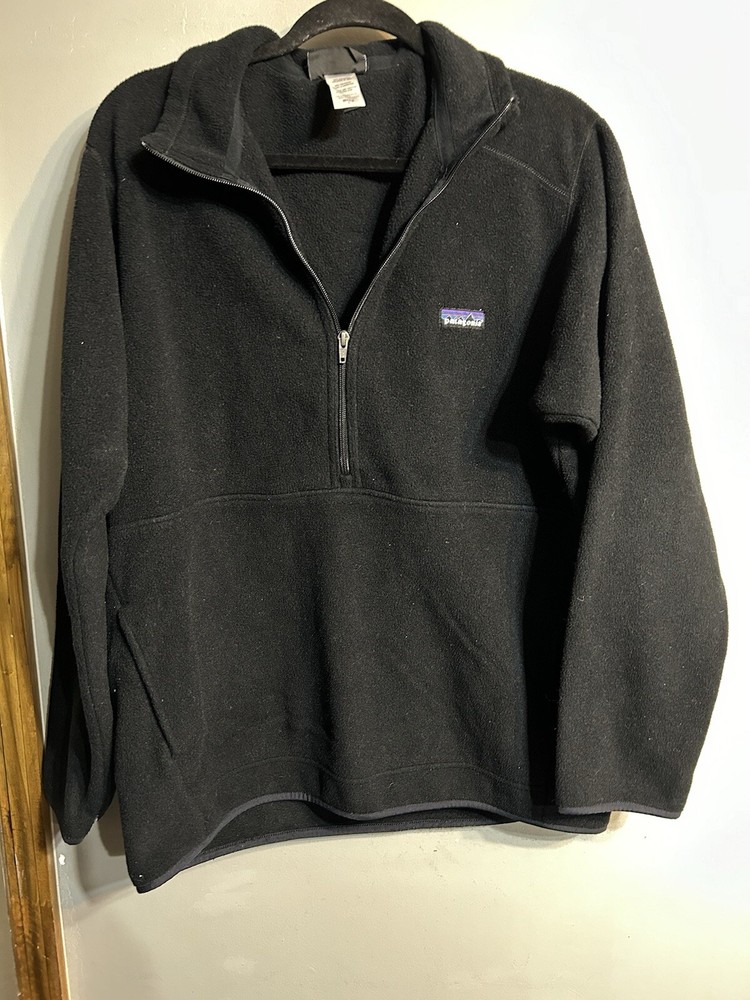 Patagonia Mens Large Synchilla Marsupial Black Half Zip Fleece Pullover Size L