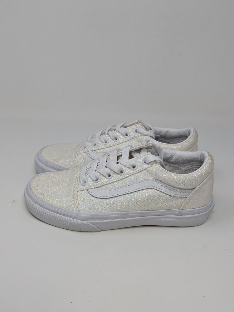 Vans Old Skool Kids Sneaker Size 1.5 Glitter White Casual School Shoe
