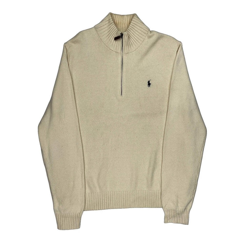 Polo By Ralph Lauren 1/4 Zip - Large Cream Cotton