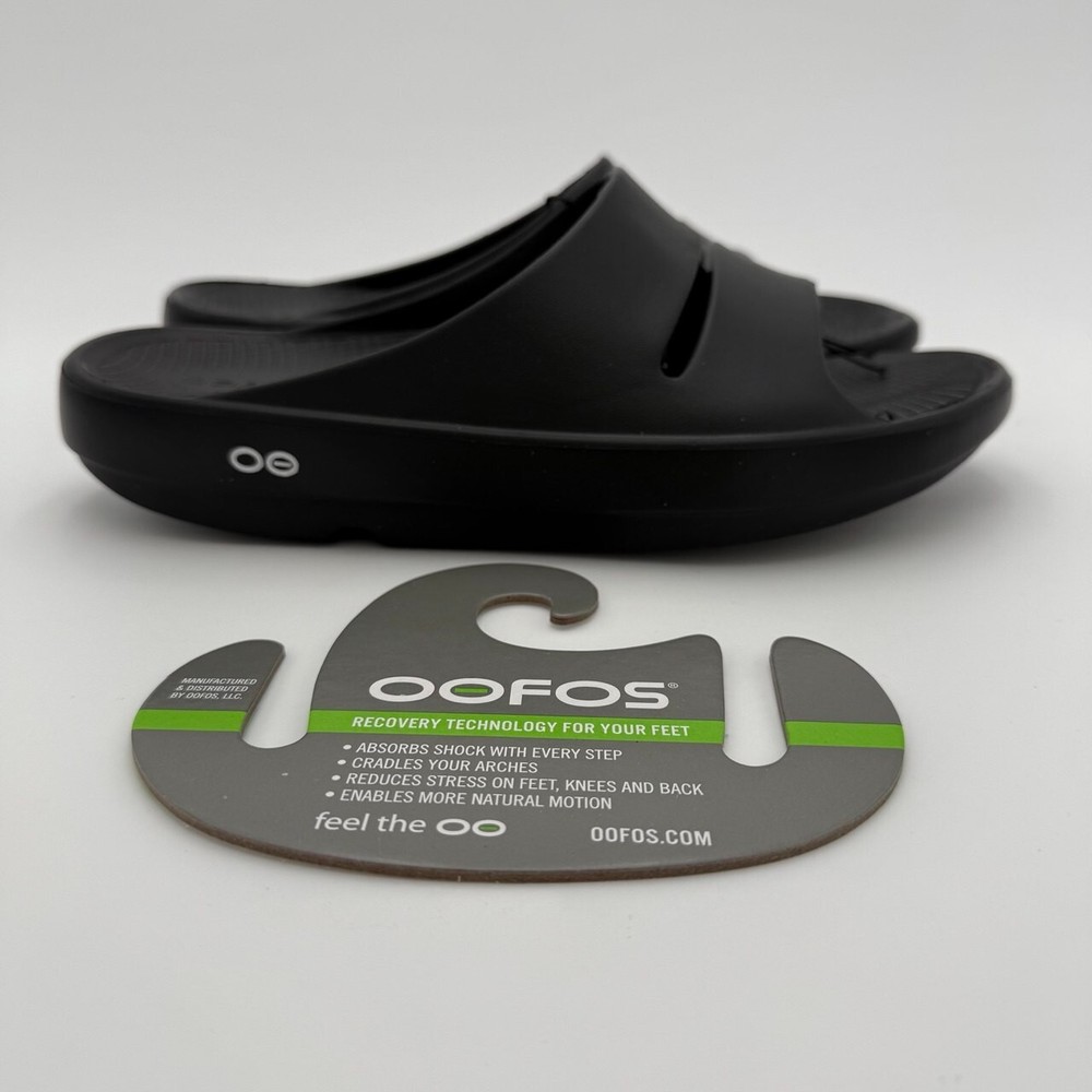 Oofos OoAhh Recovery Slides for Men Size 9 Women 11 Black Comfort Sandals Lightweight Support