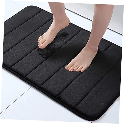 Ultra-Soft Non-Slip Memory Foam Bath Mat 24x16 Inches in Black