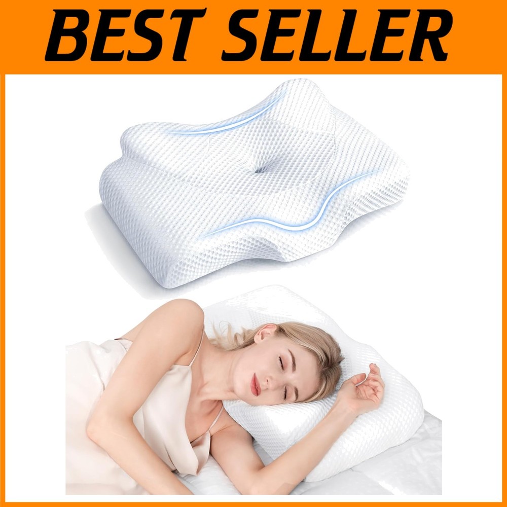 Cooling Cervical Pillow with Adjustable Height for Side and Back Sleepers
