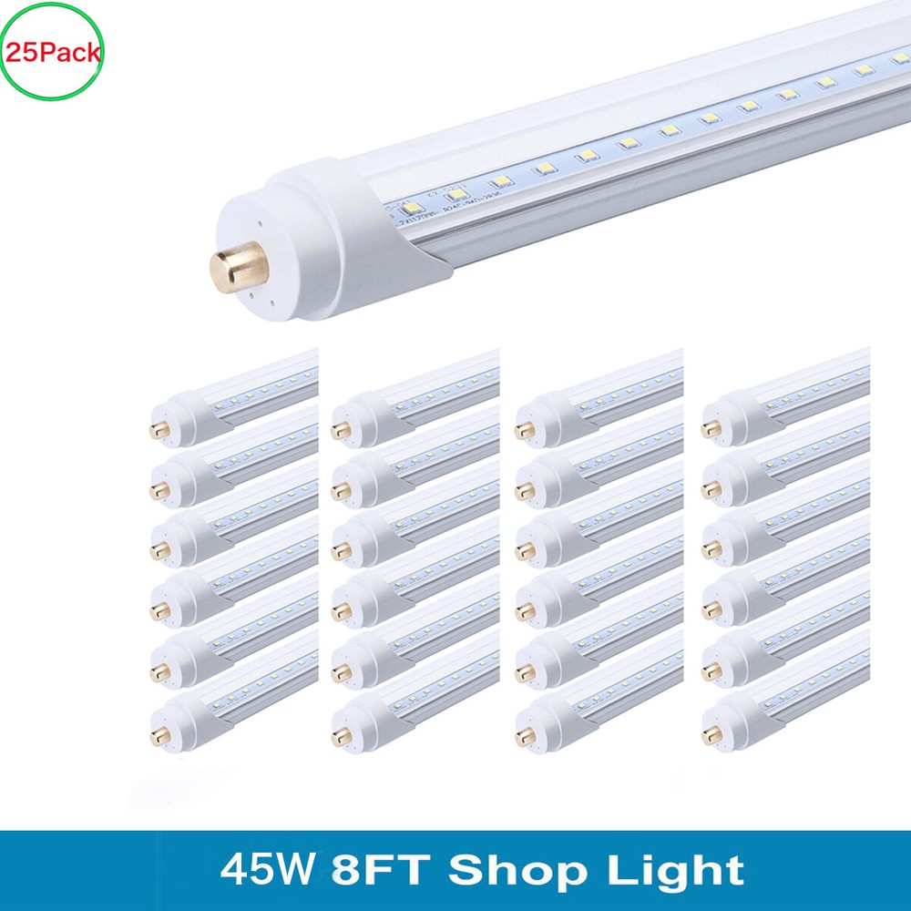 25-Pack 8FT LED Shop Lights 45W T8 Single Pin Tube Bulbs  